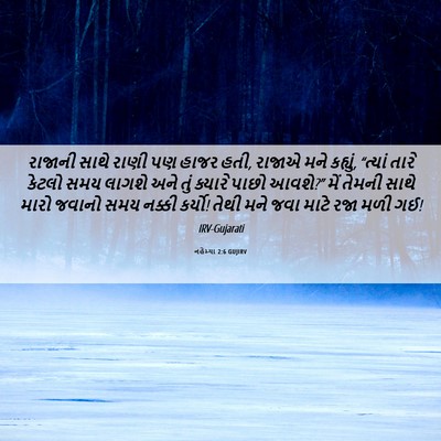 Picture 06 - નહેમ્યા 2:6 GUJIRV - રાજાની સાથે રાણી - Bible Verse Picture