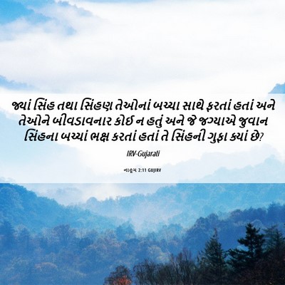 Picture 06 - નાહૂમ 2:11 GUJIRV - જ્યાં સિંહ તથા - Bible Verse Picture