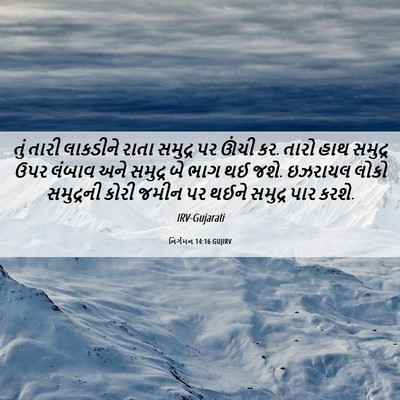 Picture 06 - નિર્ગમન 14:16 GUJIRV - તું તારી લાકડીને - Bible Verse Picture