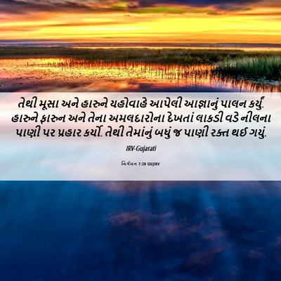Picture 06 - નિર્ગમન 7:20 GUJIRV - તેથી મૂસા અને - Bible Verse Picture