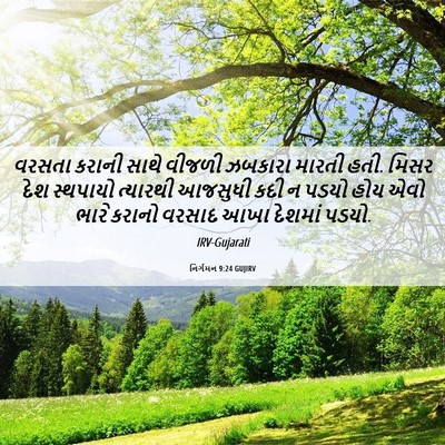 Picture 06 - નિર્ગમન 9:24 GUJIRV - વરસતા કરાની સાથે - Bible Verse Picture