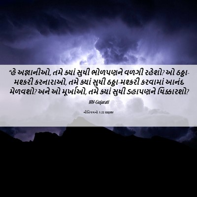 Picture 06 - નીતિવચનો 1:22 GUJIRV - “હે અજ્ઞાનીઓ, તમે - Bible Verse Picture