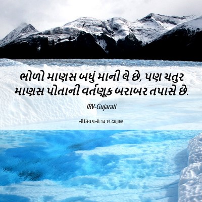 Picture 06 - નીતિવચનો 14:15 GUJIRV - ભોળો માણસ બધું - Bible Verse Picture