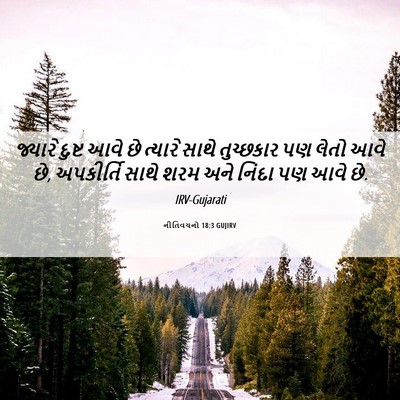 Picture 06 - નીતિવચનો 18:3 GUJIRV - જ્યારે દુષ્ટ આવે - Bible Verse Picture