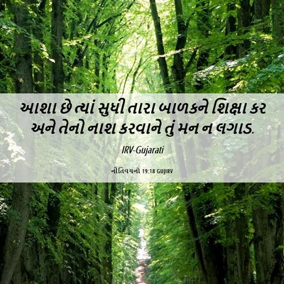 Picture 06 - નીતિવચનો 19:18 GUJIRV - આશા છે ત્યાં સુધી - Bible Verse Picture