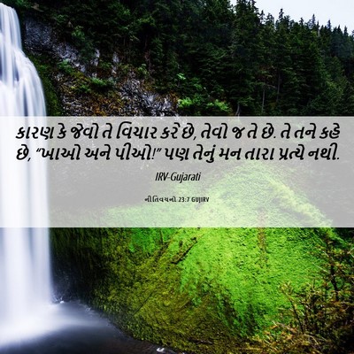 Picture 06 - નીતિવચનો 23:7 GUJIRV - કારણ કે જેવો તે - Bible Verse Picture