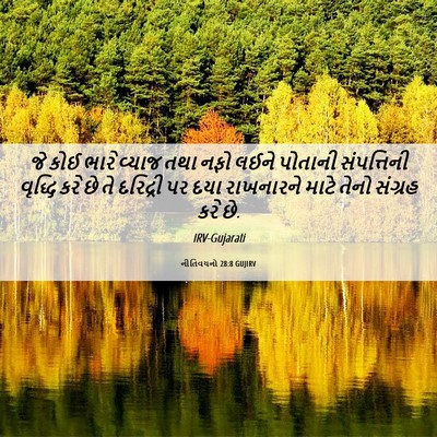 Picture 06 - નીતિવચનો 28:8 GUJIRV - જે કોઈ ભારે વ્યાજ - Bible Verse Picture