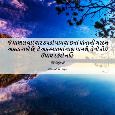 Picture 06 - નીતિવચનો 29:1 GUJIRV - જે માણસ વારંવાર - Bible Verse Picture