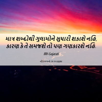 Picture 06 - નીતિવચનો 29:19 GUJIRV - માત્ર શબ્દોથી - Bible Verse Picture