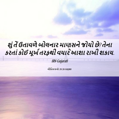 Picture 06 - નીતિવચનો 29:20 GUJIRV - શું તેં ઉતાવળે - Bible Verse Picture