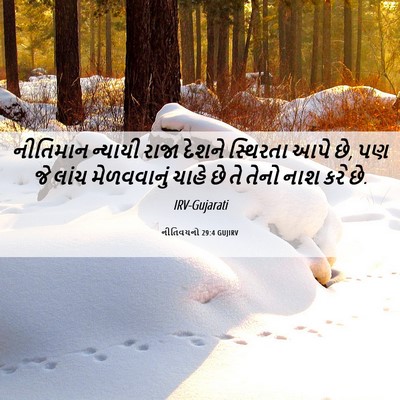 Picture 06 - નીતિવચનો 29:4 GUJIRV - નીતિમાન ન્યાયી - Bible Verse Picture