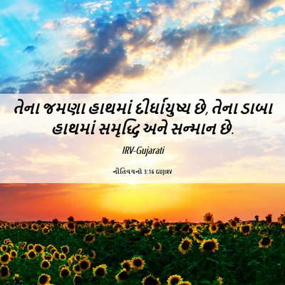Picture 06 - નીતિવચનો 3:16 GUJIRV - તેના જમણા હાથમાં - Bible Verse Picture