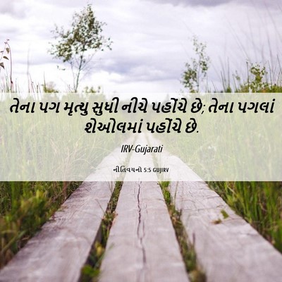 Picture 06 - નીતિવચનો 5:5 GUJIRV - તેના પગ મૃત્યુ - Bible Verse Picture