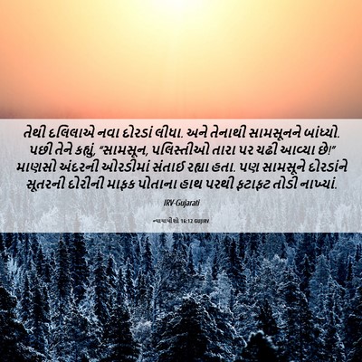 Picture 06 - ન્યાયાધીશો 16:12 GUJIRV - તેથી દલિલાએ નવા - Bible Verse Picture