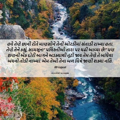 Picture 06 - ન્યાયાધીશો 16:9 GUJIRV - હવે તેણે છાની રીતે - Bible Verse Picture