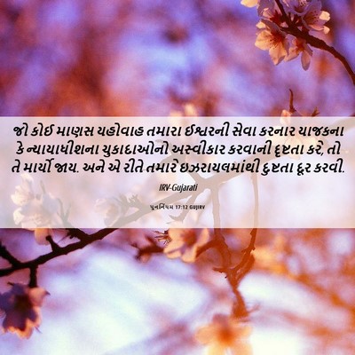 Picture 06 - પુનર્નિયમ 17:12 GUJIRV - જો કોઈ માણસ યહોવાહ - Bible Verse Picture