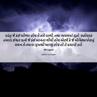 Picture 06 - પુનર્નિયમ 23:23 GUJIRV - પરંતુ જે કંઈ - Bible Verse Picture
