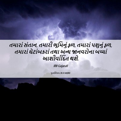 Picture 06 - પુનર્નિયમ 28:4 GUJIRV - તમારાં સંતાન, - Bible Verse Picture