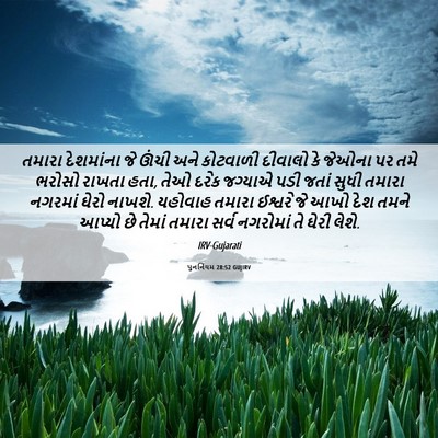 Picture 06 - પુનર્નિયમ 28:52 GUJIRV - તમારા દેશમાંના જે - Bible Verse Picture