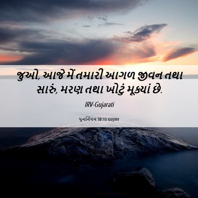 Picture 06 - પુનર્નિયમ 30:15 GUJIRV - જુઓ, આજે મેં તમારી - Bible Verse Picture