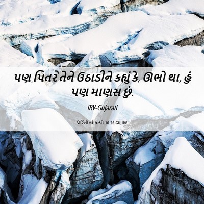 Picture 06 - પ્રેરિતોનાં ક્રત્યો 10:26 GUJIRV - પણ પિતરે તેને - Bible Verse Picture