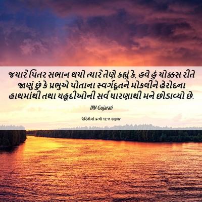 Picture 06 - પ્રેરિતોનાં ક્રત્યો 12:11 GUJIRV - જયારે પિતર સભાન - Bible Verse Picture