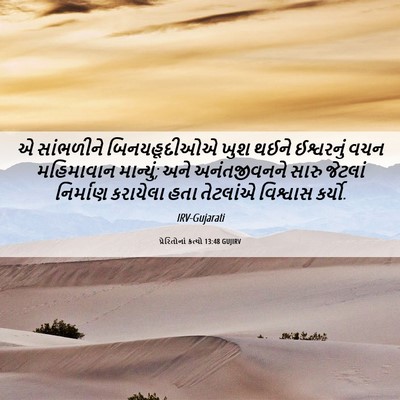 Picture 06 - પ્રેરિતોનાં ક્રત્યો 13:48 GUJIRV - એ સાંભળીને - Bible Verse Picture