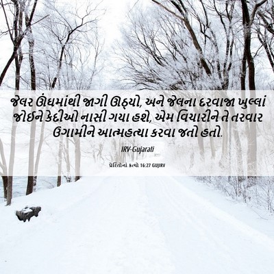Picture 06 - પ્રેરિતોનાં ક્રત્યો 16:27 GUJIRV - જેલર ઊંઘમાંથી - Bible Verse Picture