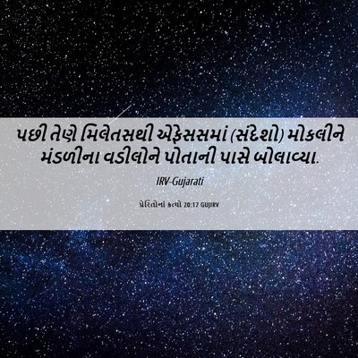 Picture 06 - પ્રેરિતોનાં ક્રત્યો 20:17 GUJIRV - પછી તેણે મિલેતસથી - Bible Verse Picture