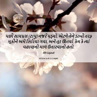 Picture 06 - પ્રેરિતોનાં ક્રત્યો 21:3 GUJIRV - પછી સાયપ્રસ (ટાપુ) - Bible Verse Picture