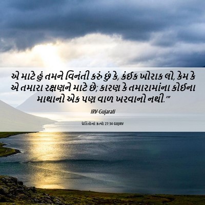 Picture 06 - પ્રેરિતોનાં ક્રત્યો 27:34 GUJIRV - એ માટે હું તમને - Bible Verse Picture
