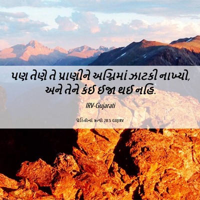 Picture 06 - પ્રેરિતોનાં ક્રત્યો 28:5 GUJIRV - પણ તેણે તે - Bible Verse Picture