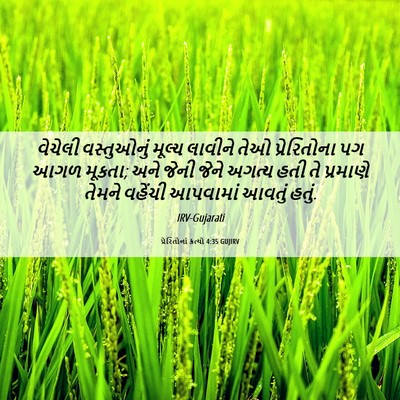 Picture 06 - પ્રેરિતોનાં ક્રત્યો 4:35 GUJIRV - વેચેલી વસ્તુઓનું - Bible Verse Picture