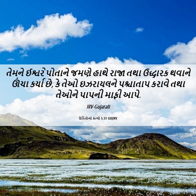 Picture 06 - પ્રેરિતોનાં ક્રત્યો 5:31 GUJIRV - તેમને ઈશ્વરે - Bible Verse Picture
