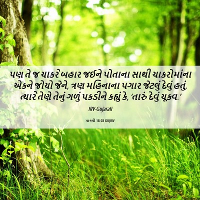 Picture 06 - માથ્થી 18:28 GUJIRV - પણ તે જ ચાકરે બહાર - Bible Verse Picture