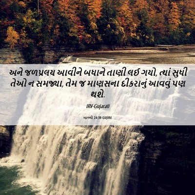 Picture 06 - માથ્થી 24:39 GUJIRV - અને જળપ્રલય આવીને - Bible Verse Picture