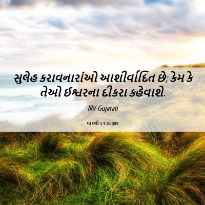 Picture 06 - માથ્થી 5:9 GUJIRV - સુલેહ કરાવનારાંઓ - Bible Verse Picture