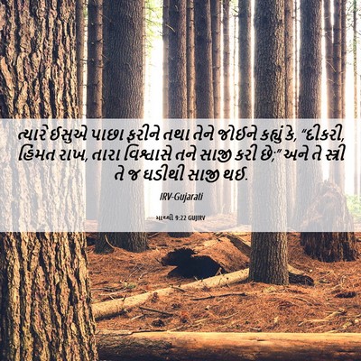 Picture 06 - માથ્થી 9:22 GUJIRV - ત્યારે ઈસુએ પાછા - Bible Verse Picture