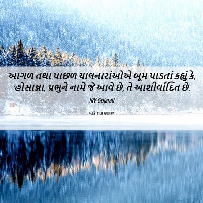 Picture 06 - માર્ક 11:9 GUJIRV - આગળ તથા પાછળ - Bible Verse Picture