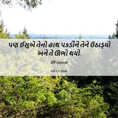 Picture 06 - માર્ક 9:27 GUJIRV - પણ ઈસુએ તેનો હાથ - Bible Verse Picture