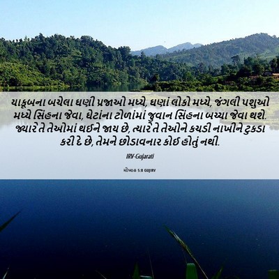 Picture 06 - મીખાહ 5:8 GUJIRV - યાકૂબના બચેલા ઘણી - Bible Verse Picture