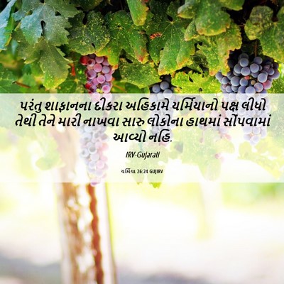 Picture 06 - યર્મિયા 26:24 GUJIRV - પરંતુ શાફાનના - Bible Verse Picture