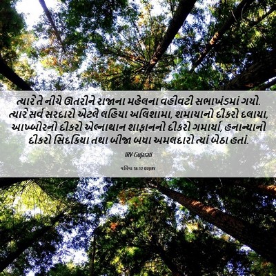 Picture 06 - યર્મિયા 36:12 GUJIRV - ત્યારે તે નીચે - Bible Verse Picture