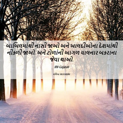 Picture 06 - યર્મિયા 50:8 GUJIRV - બાબિલમાંથી નાસી - Bible Verse Picture