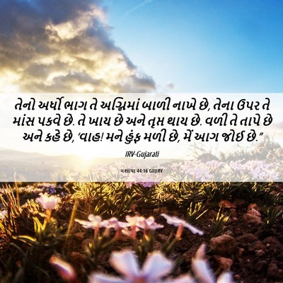 Picture 06 - યશાયા 44:16 GUJIRV - તેનો અર્ધો ભાગ તે - Bible Verse Picture