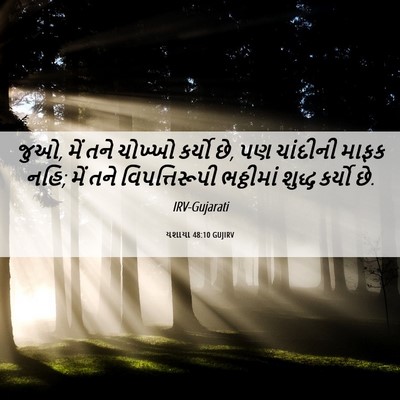 Picture 06 - યશાયા 48:10 GUJIRV - જુઓ, મેં તને ચોખ્ખો - Bible Verse Picture