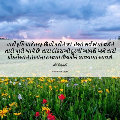 Picture 06 - યશાયા 60:4 GUJIRV - તારી દૃષ્ટિ ચારે - Bible Verse Picture