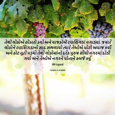 Picture 06 - યહોશુઆ 6:20 GUJIRV - તેથી લોકોએ - Bible Verse Picture