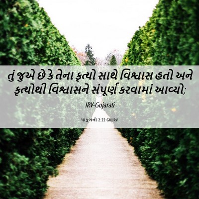 Picture 06 - યાકૂબનો 2:22 GUJIRV - તું જુએ છે કે તેના - Bible Verse Picture