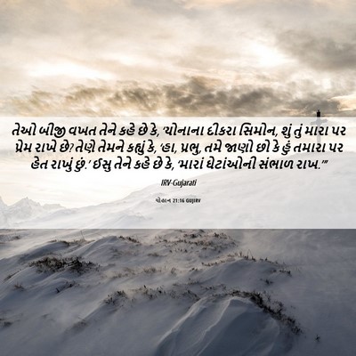 Picture 06 - યોહાન 21:16 GUJIRV - તેઓ બીજી વખત તેને - Bible Verse Picture